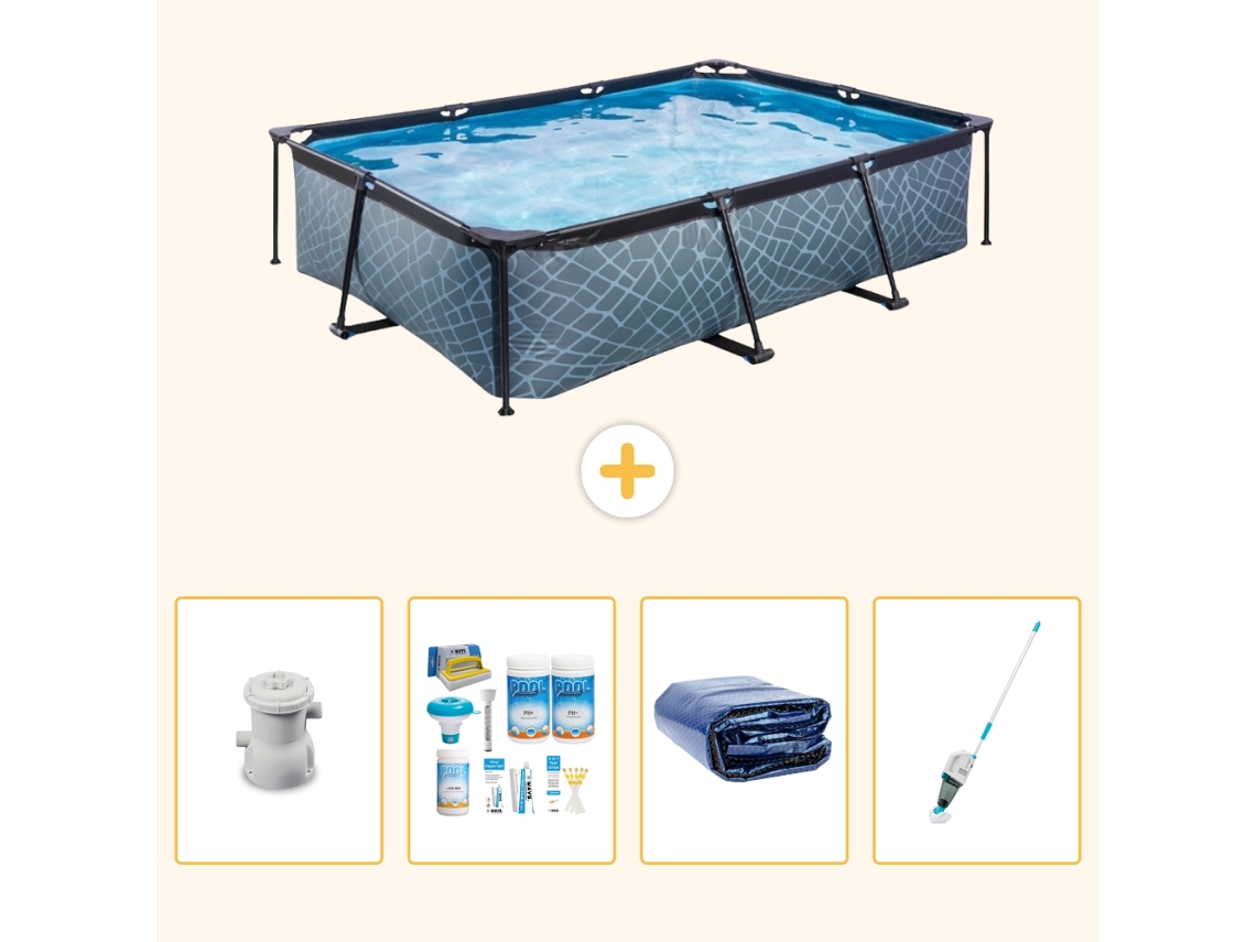 Exit-toys Piscina Exit Retangular - Efeito Pedra - 300x200x65 Cm - 5-peças S310