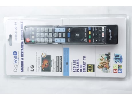 Comando/Controlo Remoto para Televisão Lg DIGIVOLT Lg-39 Preto