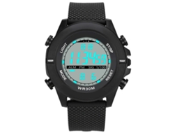 Relógio esportivo eletrônico com pulseira de silicone, mostrador redondo e luzes de LED (branco)