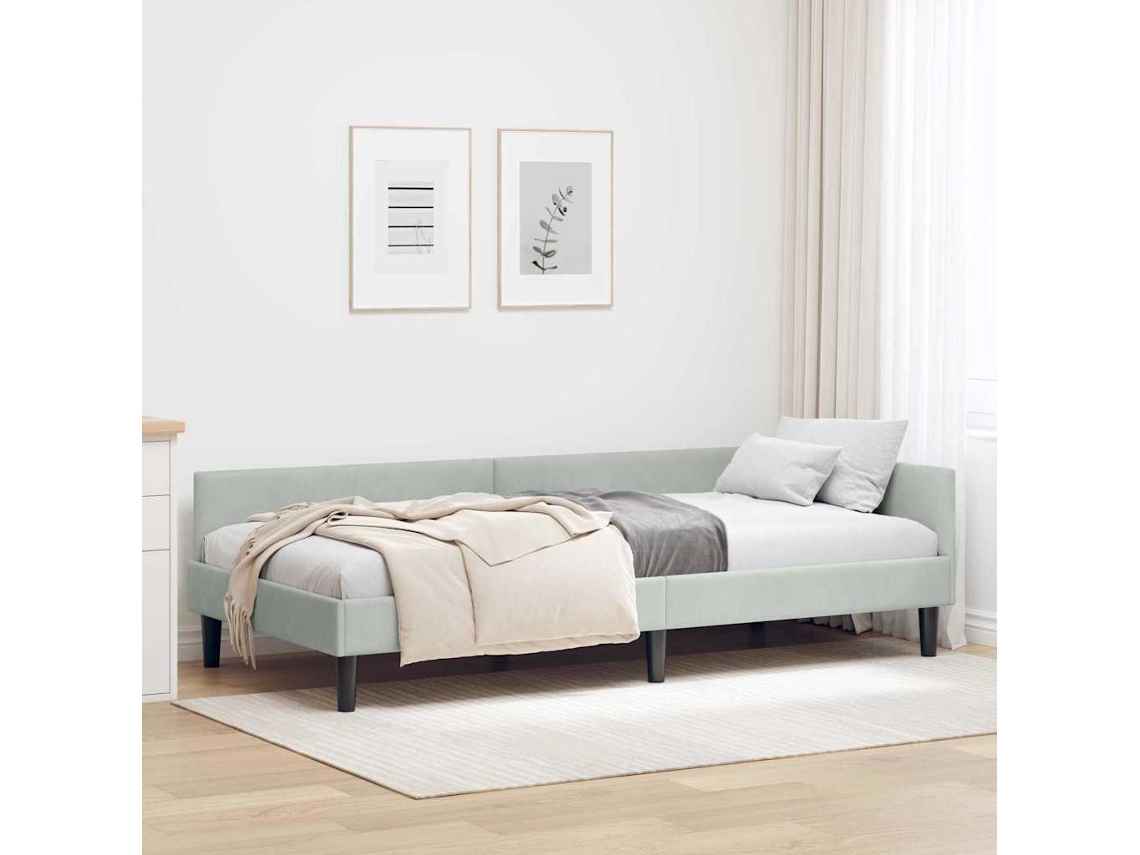 Vidaxl Estrutura De Cama De Canto Cinzento-claro 100 Cm X 200 Cm