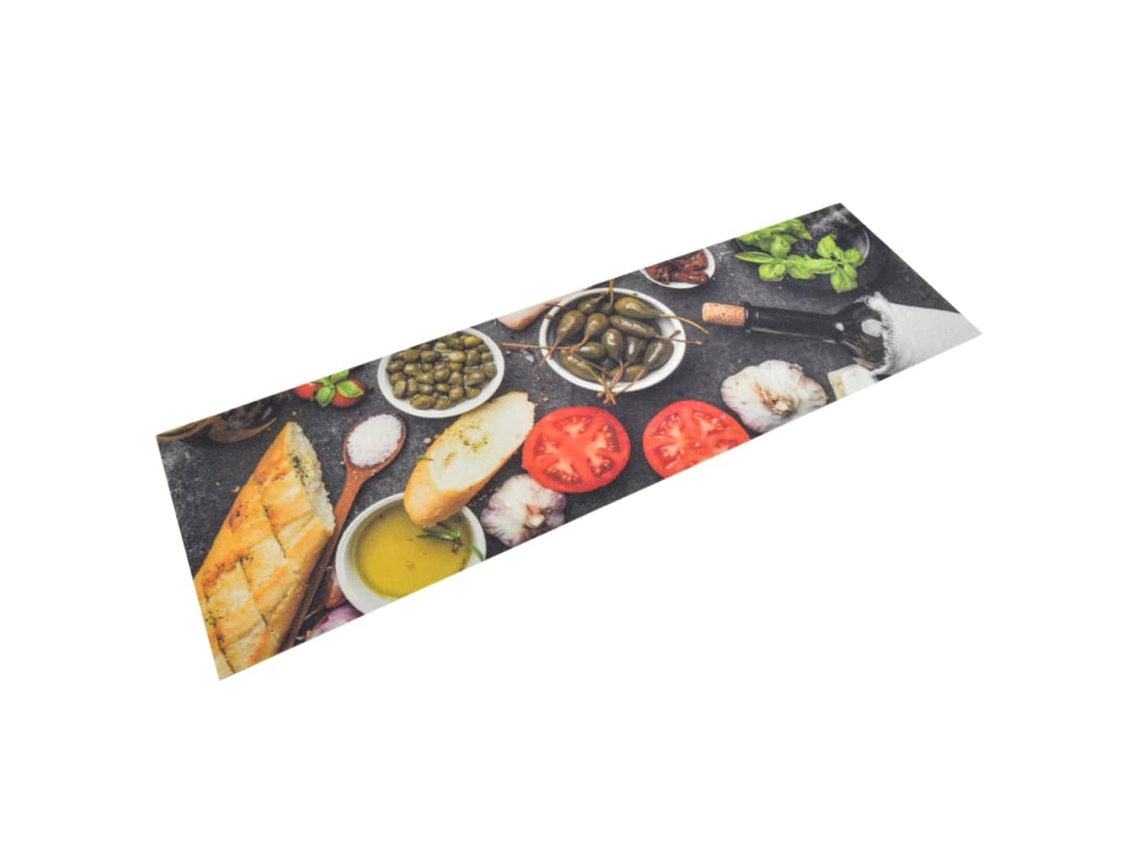 Vidaxl Tapete De Cozinha Lavável 45x150 Cm Veludo Padrão Vinho/jantar