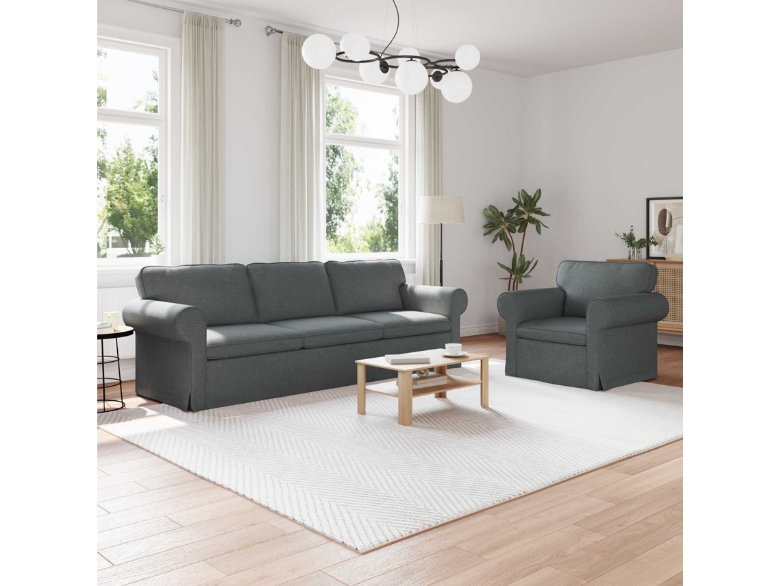 Vidaxl Conjunto De Sofás 2 Pcs Cinza Escuro 245 X 82 X 80 Cm Tecido
