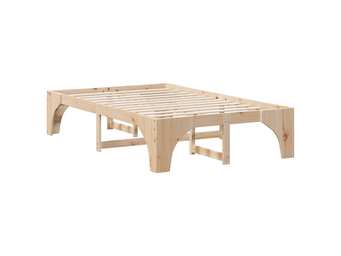 Conjunto 1 Estrutura Da Cama Vidaxl Castanho Madeira De Pinho Maciça (120 X 190 Cm)