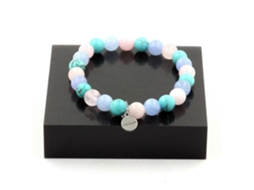 Pulseira De Contas De Quartzo Rosa, Água Marinha E Turquesa De 8 Mm Nostalgia88