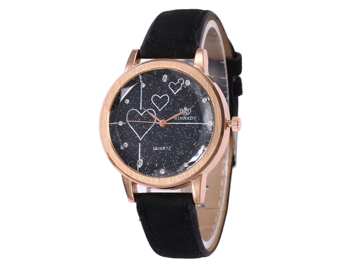 Relógio de Pulso de Quartzo Analógico com Pulseira de Couro Moda para Homens e Mulheres (preto)