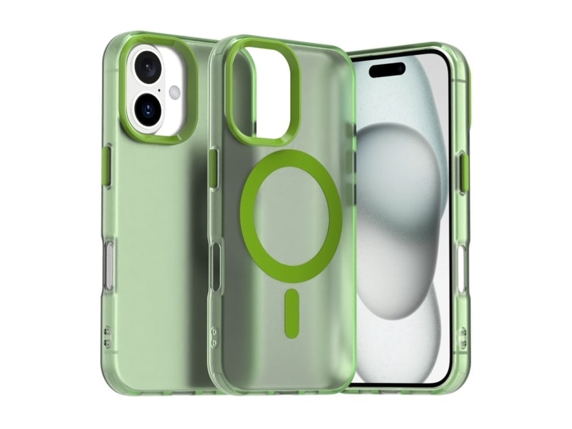 Capa Híbrida Para Iphone 16 - Pc E Tpu Com Magsafe | Candy Design - Verde