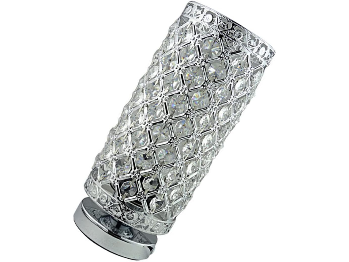 Abajur De Mesa De Cristal Com Porta Usb, Resistente E Compacto, Com Led Prateado.