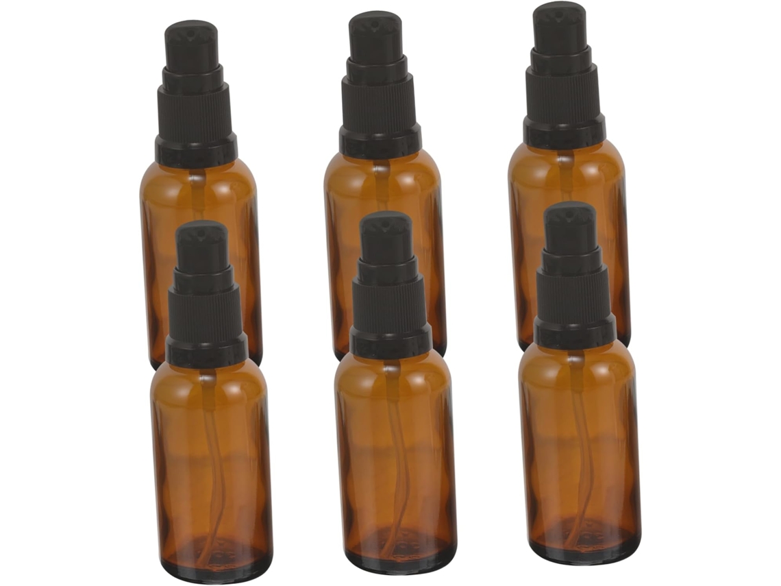 De 6 Frascos De Vidro Reutilizáveis Âmbar Para Cosméticos E Recipientes