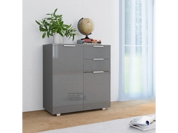 Vidaxl Aparador Em Contraplacado 71x35x80 Cm Cinzento Brilhante