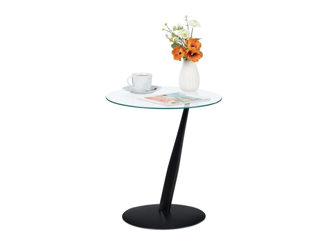 Mesa Lateral Em Vidro Preto B2x