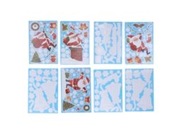 Adesivos de Natal Diy para Janela com Papai Noel e Boneco de Neve 8pcs em Pvc Ecológico | S/MARCA