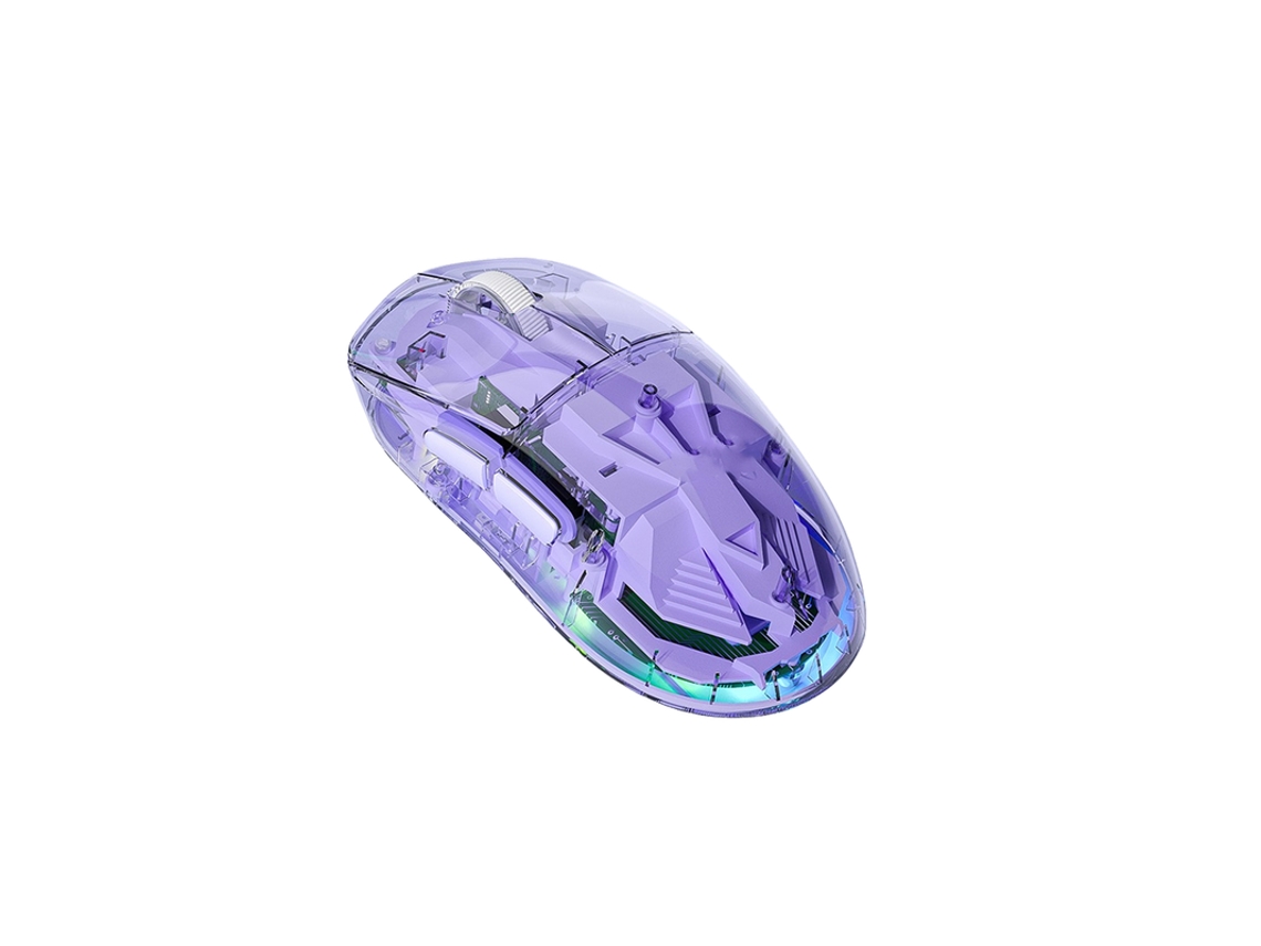Rato Yizhood Sc660 Transparente Sem Fio Bluetooth Conexão De Três Modos Carregamento Luz De Fundo Ajuste De Dpi De Seis Velocidades Leve Roxo
