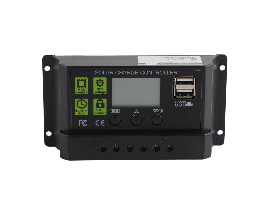 Controlador de Carga Solar PWM com Display Digital e Proteção, 10a | S/MARCA