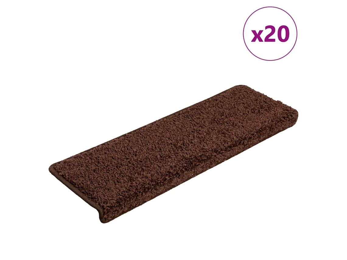 Vidaxl Tapetes De Escada 20 Peças 65x21x4 Cm Marrom Com Borda Retangular