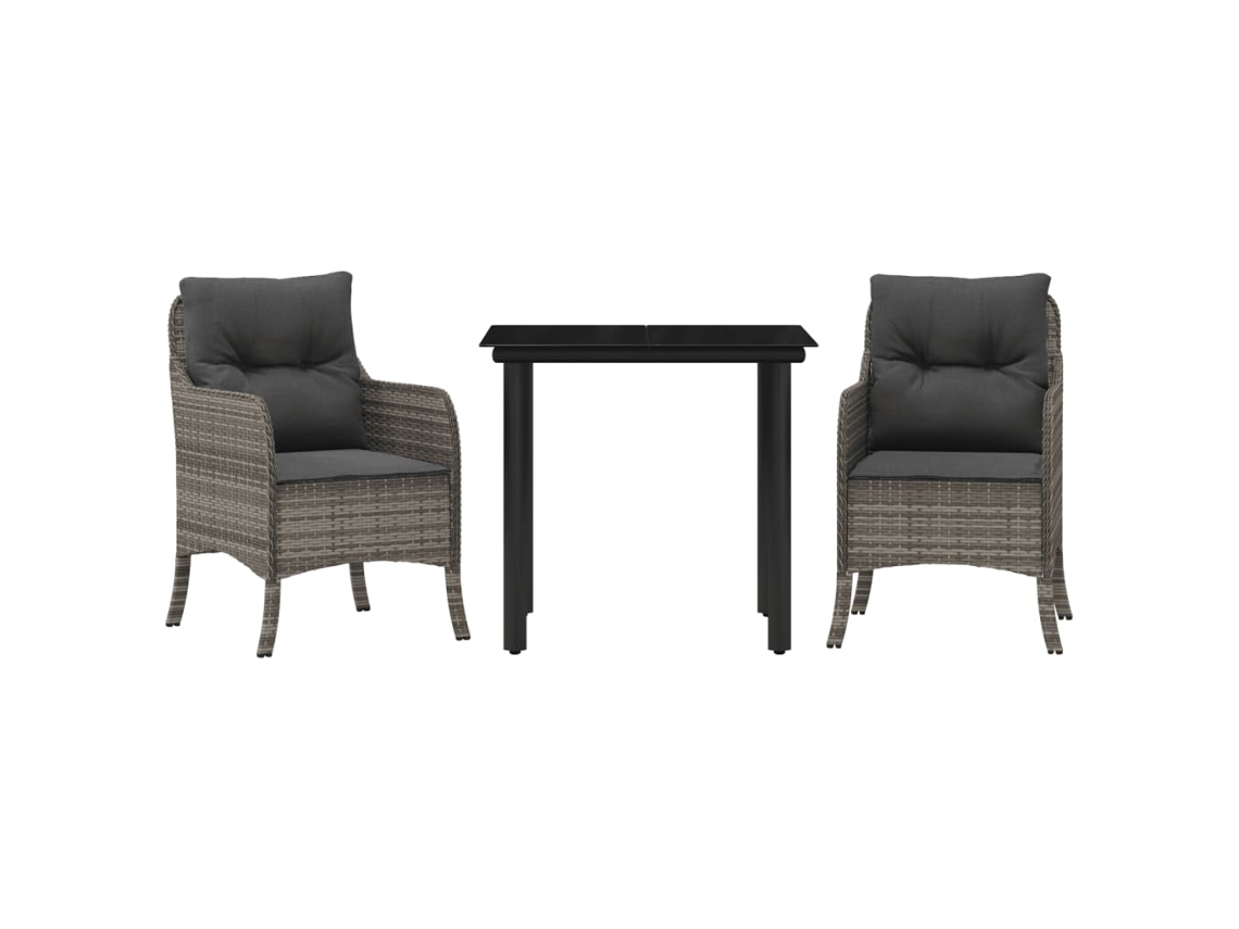 Jantar Set 3 Pcs for Garden with Almofadões Vime Pe Cinza MAISON EXCLUSIVE (3 pcs)