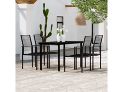 Vidaxl 5 Pcs Conjunto De Jantar Para Jardim Preto