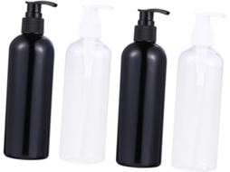 Conjunto De 4 Frascos Dispensadores De Loção De Plástico Preto De 300ml Com Bomba Dosadora.