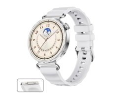 Bracelete Para Huawei Watch Gt 6 (41mm) - Silicone Cor Sólida - Botão De Pressão E Liberação Rápida - Fivela Prateada Branca