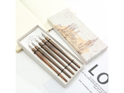 Conjunto de Canetas de Caligrafia de 5 Peças para Arte Escrita Desenho Assinaturas Presente para Crianças e Artistas Cor de Madeira
