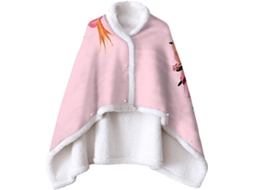 Manta de Lã Sherpa Fansu Xale Grossa e Macia para o Inverno com Estampa Flamingo Botões Quente Microfibra Cria