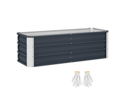 Canteiro Elevado Aço Cinza Carvão 125x47x40cm Luvas VELTRIX