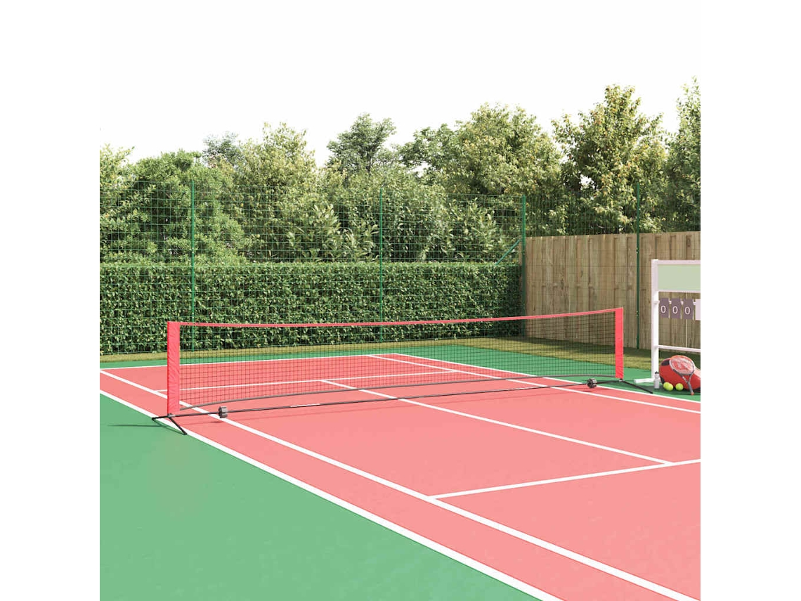 Vidaxl Rede De Tênis Preto E Vermelho 494,5 X 90 X 87 Cm Poliéster