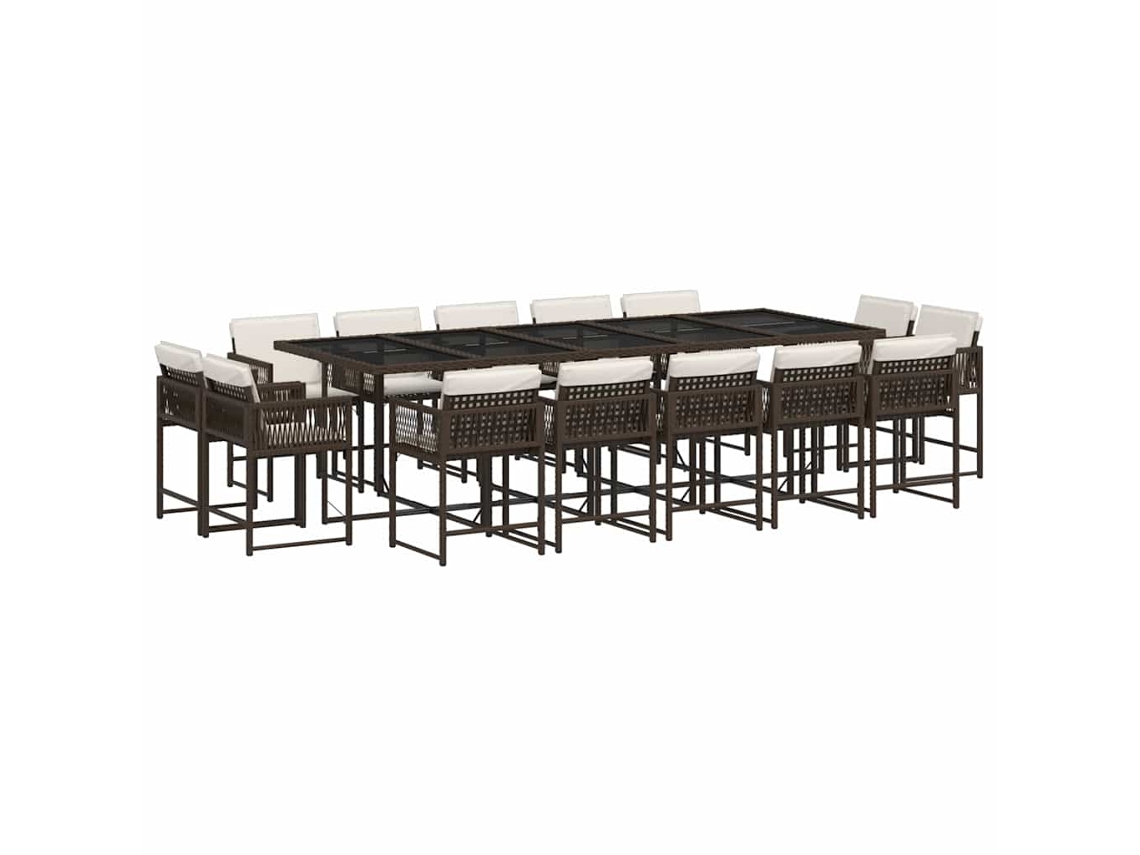 Conjunto de Jantar 15 peças por pote em casa Almofadões Vime Pe Castanho MAISON EXCLUSIVE (15 peças)