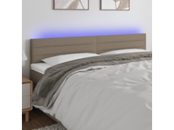 Vidaxl Cabeceira Cama Luzes Led Tecido 160x5x78/88cm Cinza-acastanhado