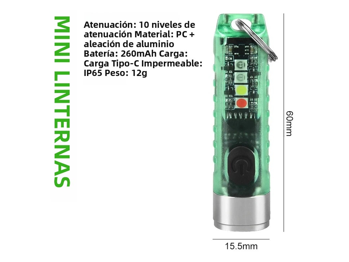(verde) Mini Lanterna Led Multifuncional À Prova D'água Com Chaveiro, Portabilidade Magnética, Baterias Incluídas