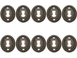 Conjunto De 50 Placas Ovais Cobertura Para Fechadura Em Liga Zinco Com Espaçamento 27mm Entre Os Furos