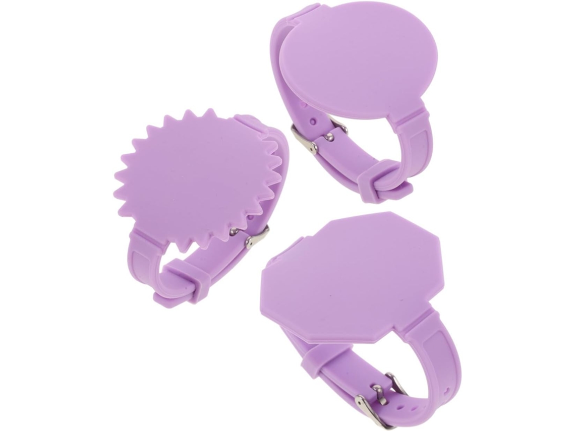 Nolitoy Conjunto De 3-pulseiras Silicone Reutilizáveis Para Enfermeiras, Com Espaço Para Anotações Apagáveis, Cor Roxa