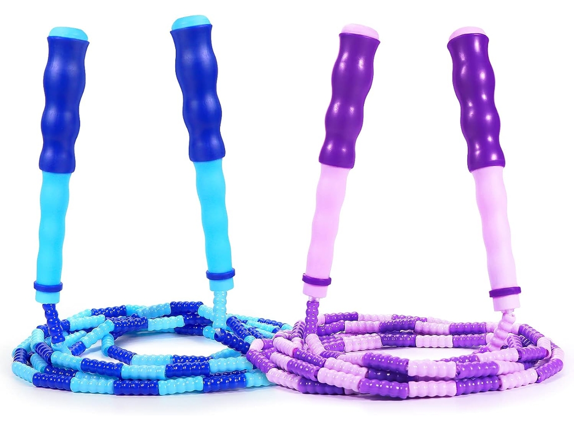 Corda De Pular Infantil Pacote Com 2 Cordas De Pular Macias Com Contas, Ajustáveis ​​e Segmentadas, Sem Emaranhados, Para Crianç Aquaforge