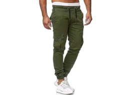 2026 pantalones Cargo para Hombres com Cintura Elástica e Bolsos Slim Fit Esportivos de Mistura de Algodão com Punhos