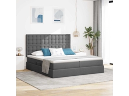 Vidaxl Cama De Armazenamento Led Com Colchão Cinzento-escuro