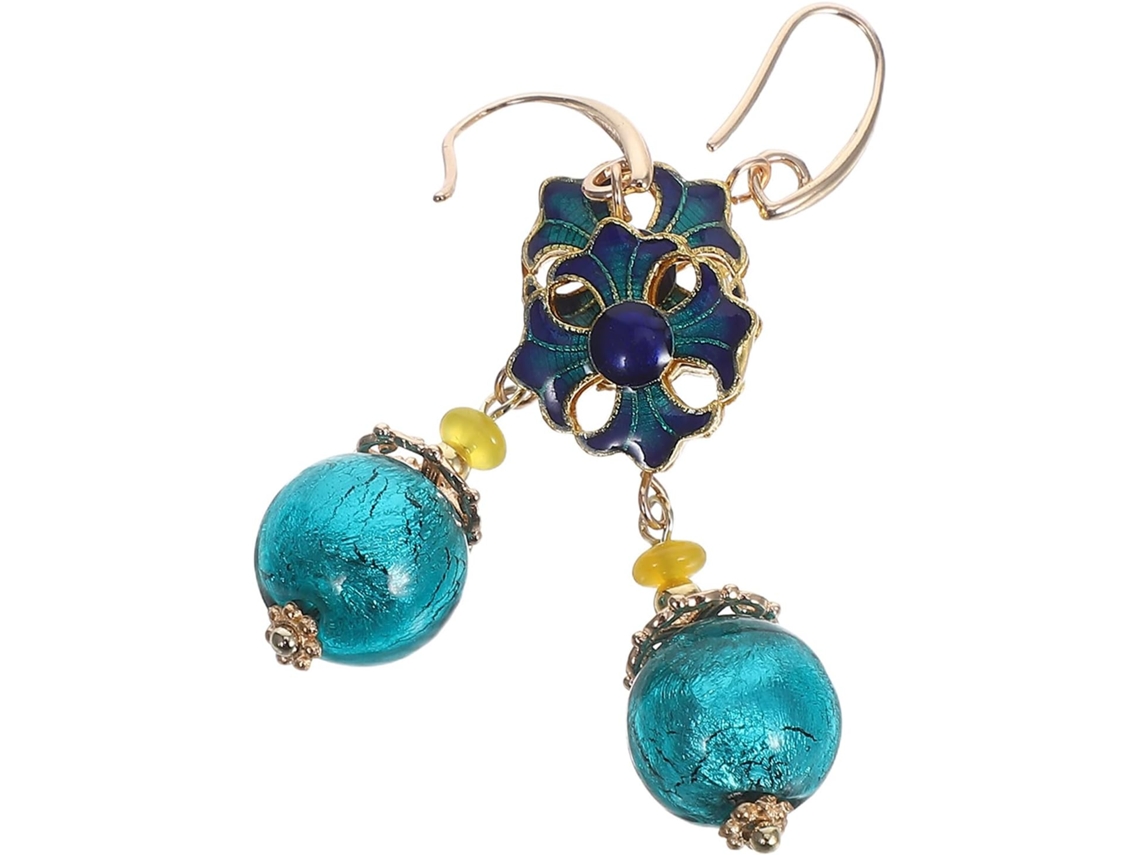 1 Par De Brincos Pendentes De Cloisonné Chinês, Brincos Coloridos, Joias