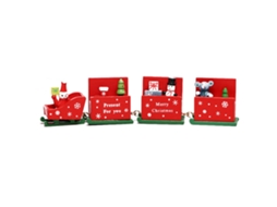 Trem de Natal em Madeira Pintada Brinquedo e Decoração de Mesa RNEMITERY
