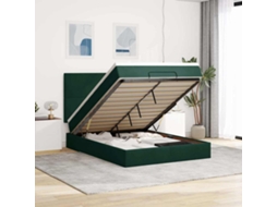 Vidaxl Estrutura Cama Otomana Colchões 140x190 Cm Veludo Verde Escuro