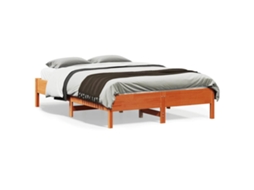 Vidaxl Cama Sem Colchão 140x190 Cm Pinho Maciço Castanho-mel
