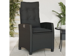Cadeira De Jardim Reclinável C/ Almofadões Vime Pe Preto Dkd Home Decor