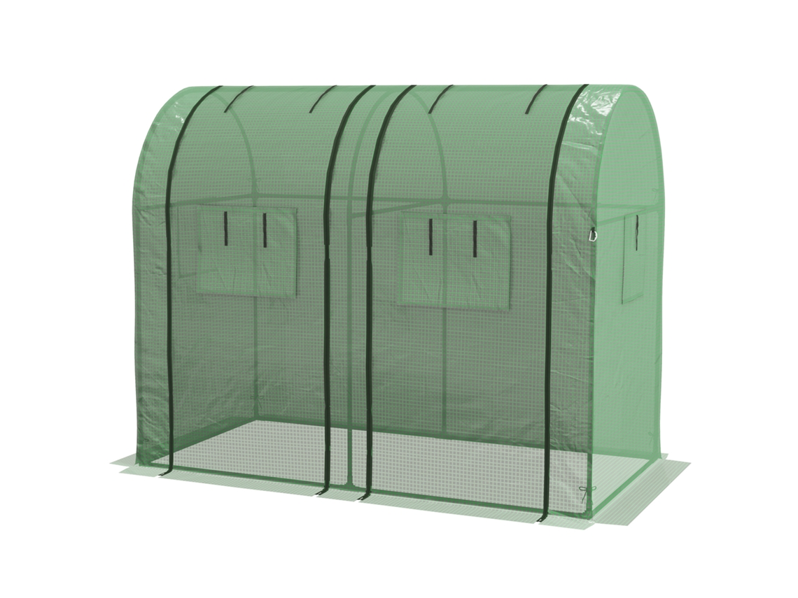 Estufa Resistente Verde Com 4 Janelas 2 Portas Zíper Anti-uv Para Cultivo De Plantas 185x94x150 Cm