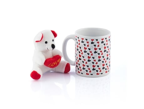 BIGBUY - Caneca com Corações e Ursinho Love Caneca com Corações e Ursinho Love