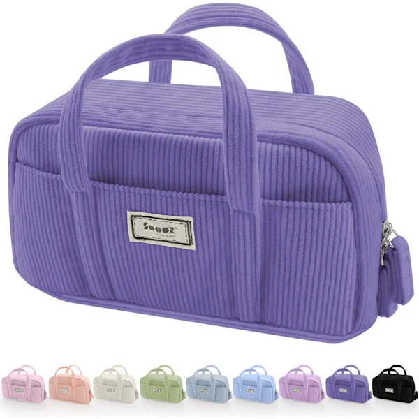 Estojo para Lápis, Grande, com Zíper, Macio, Veludo Cotelê, Roxo AQUAFORGE