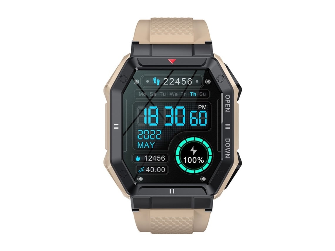 Smartwatch NISSGU Militar Desportivo de 185'' com Frequência Cardíaca Cáqui
