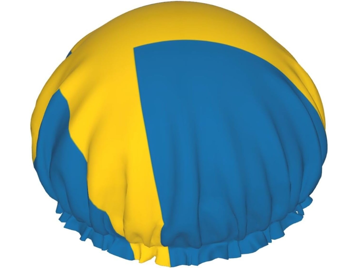 Touca De Banho Tamanho Único Reutilizável, Dupla Camada, Estampa Da Bandeira Sueca Touca De Banho Com Elástico Essencial