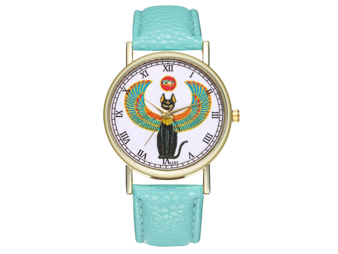 Relógio Analógico de Quartzo Unissex com Pulseira Pu Estilo Clássico Fashion (mint)