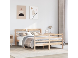 Vidaxl Estrutura De Cama C/ Cabeceira 150x200 Cm Pinho Maciço