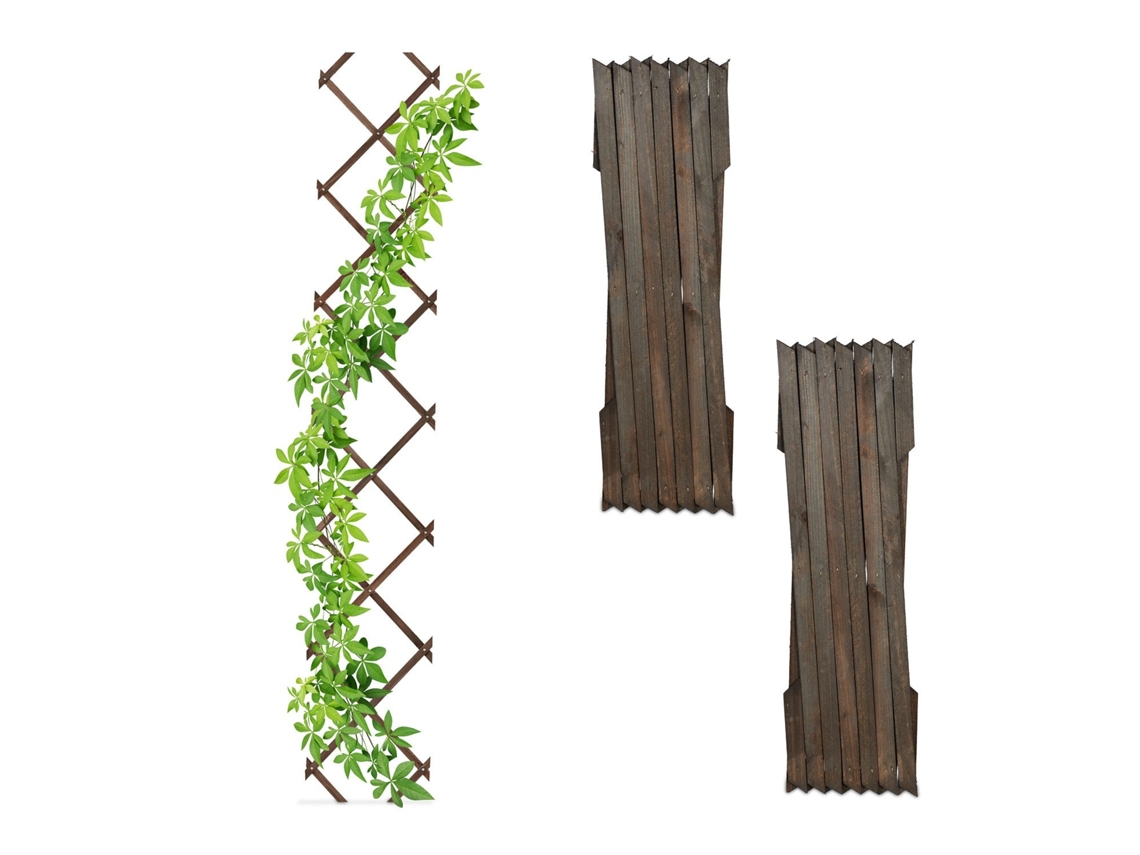 Conjunto Com 3 Treliças De Jardim De Madeira Ajustáveis Para Plantas Trepadeiras