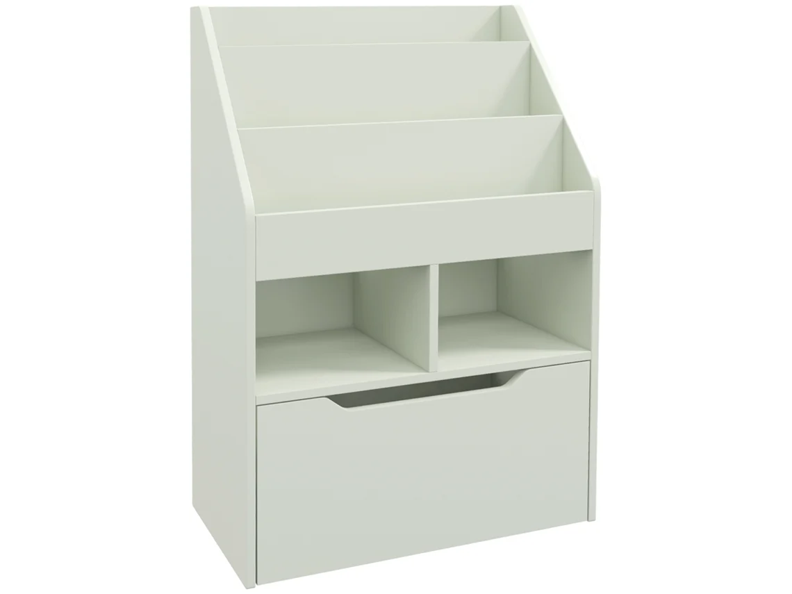 Estante de brinquedos com 3 compartimentos, 2 prateleiras e gaveta móvel com 4 rodas 60x29,9x90 Cm Verde | S/MARCA