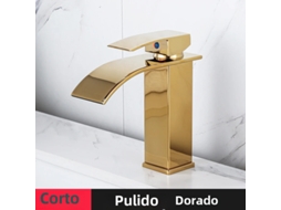 Torneira Moderna de Aço Inoxidável com Alavanca Única para Água Quente e Fria. MDUG (estilo a Dourado Curta)