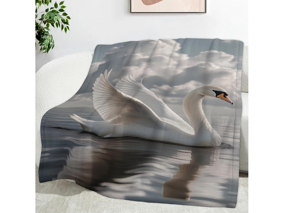Manta Swan Blanket Cloud Blankets 180x200 Cm Multifuncional Macia e Aconchegante em Flanela Ideal para Cama Es